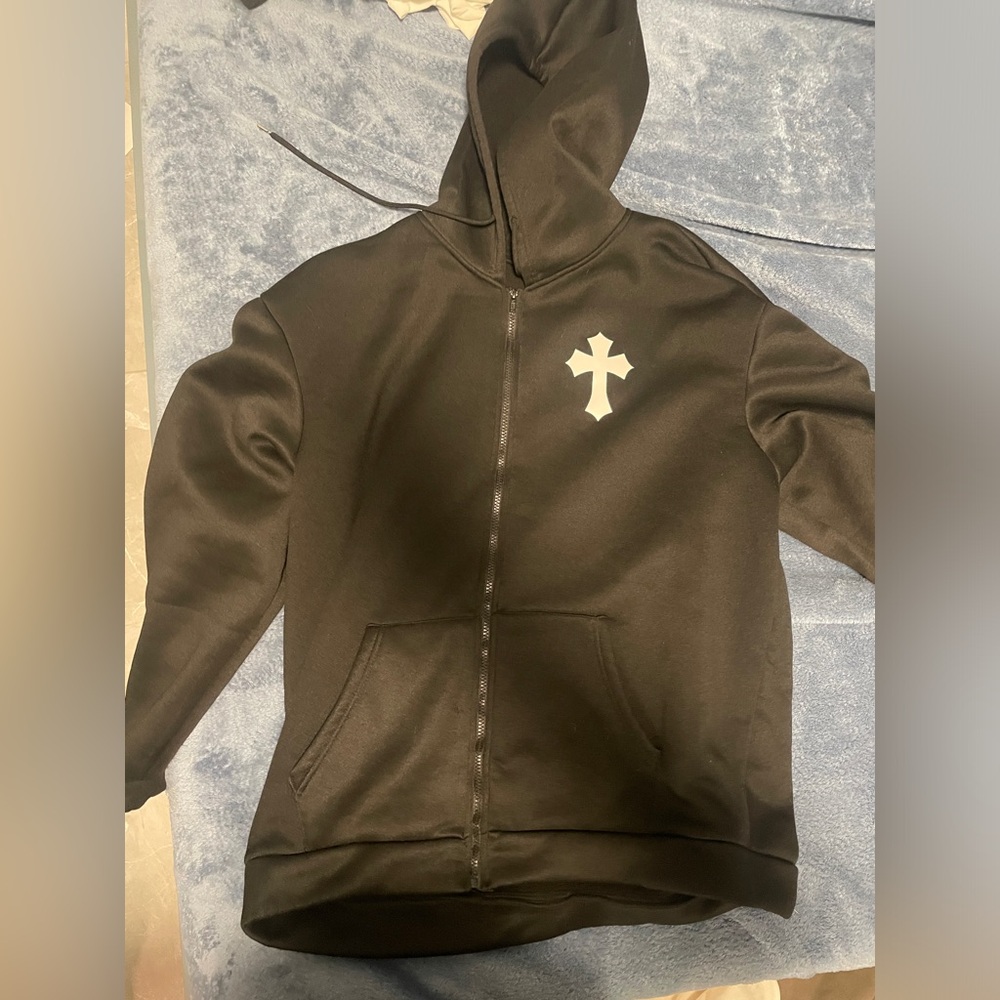 Black cross zip up